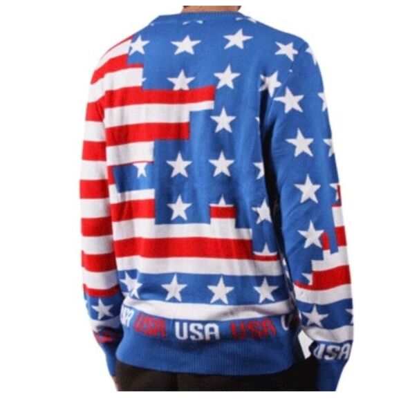 LA Police Gear American Flag USA Ugly Christmas Pullover Sweater Men's Size M - Picture 2 of 6